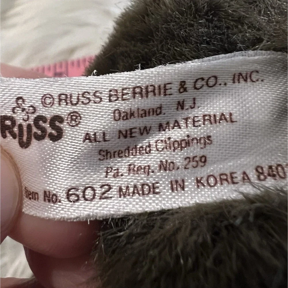 Vintage Brown Russ Berrie Grizzly Bear #602 Made In‎ Korea 7